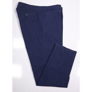 Brax Navy Blue Cotton Lyocell Flat Front Modern Fit Chino Pants 38x32